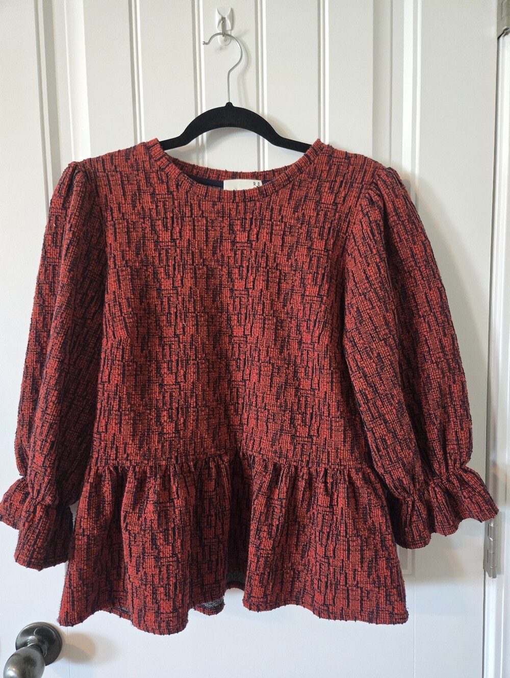 Ro & De Textured Red & Black Knit Top - Size S